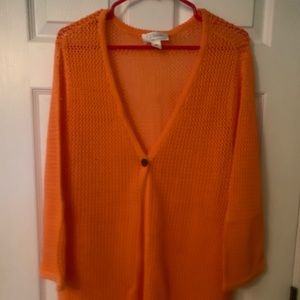 Orange open knit cardigan